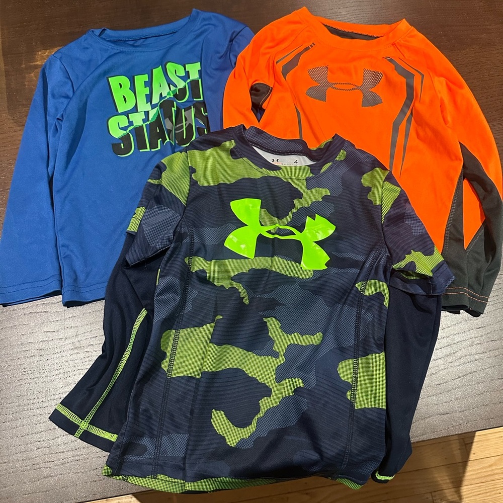 Under Armour Kids' Camo Long Sleeve Shirt - Blue and Green